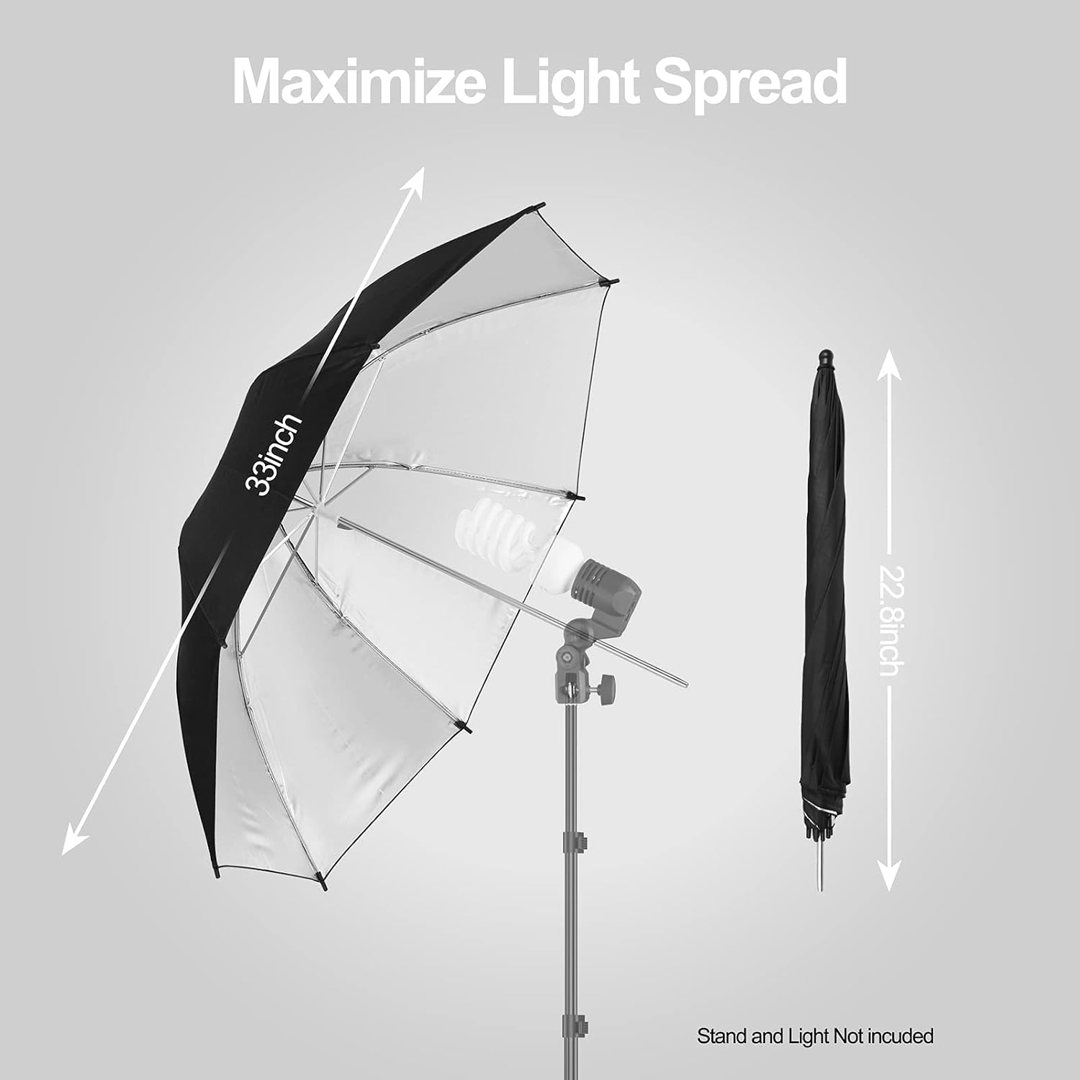EMART 33inch/84cm Black/Silver Photo Soft Umbrella for Photography 2Pack — frame 3