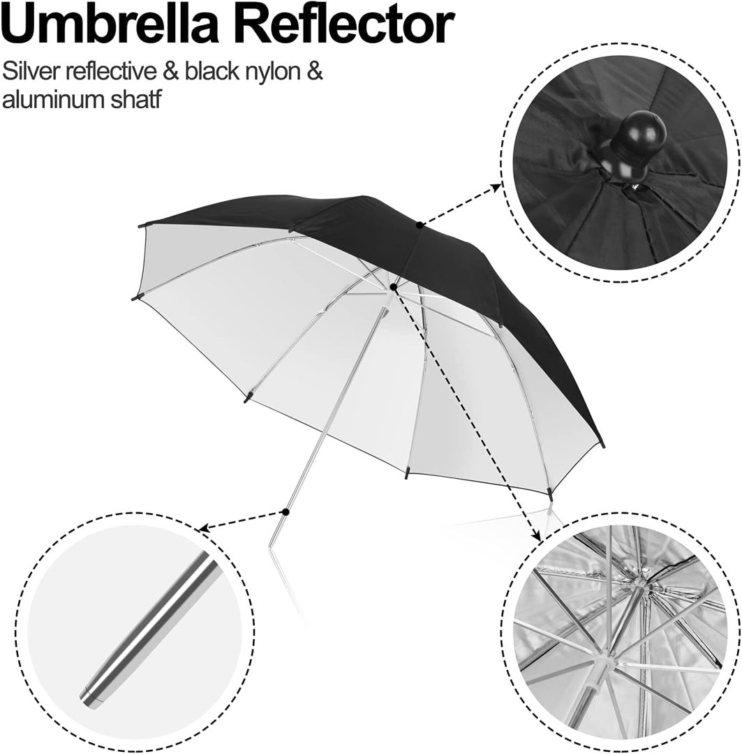 EMART 33inch/84cm Black/Silver Photo Soft Umbrella for Photography 2Pack — frame 5