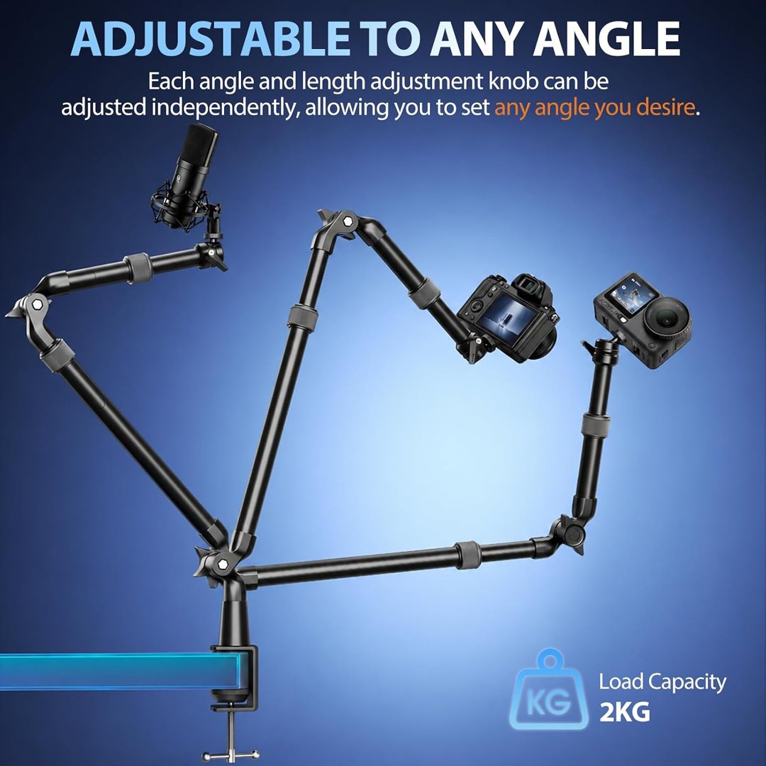 EMART 40" Overhead Camera Mount with Serrated Bite Magic Arm&1/4" Ball Head — frame 4