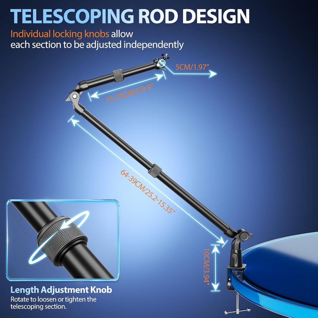 EMART 40" Overhead Camera Mount with Serrated Bite Magic Arm&1/4" Ball Head — frame 5