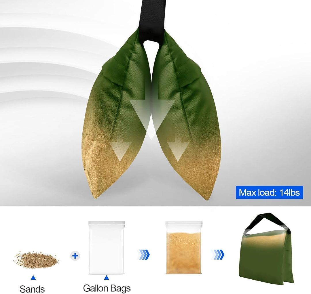 EMART 4Packs Sand Bags for Weight, Green Sandbags for Backdrop Stand Canopy — frame 4