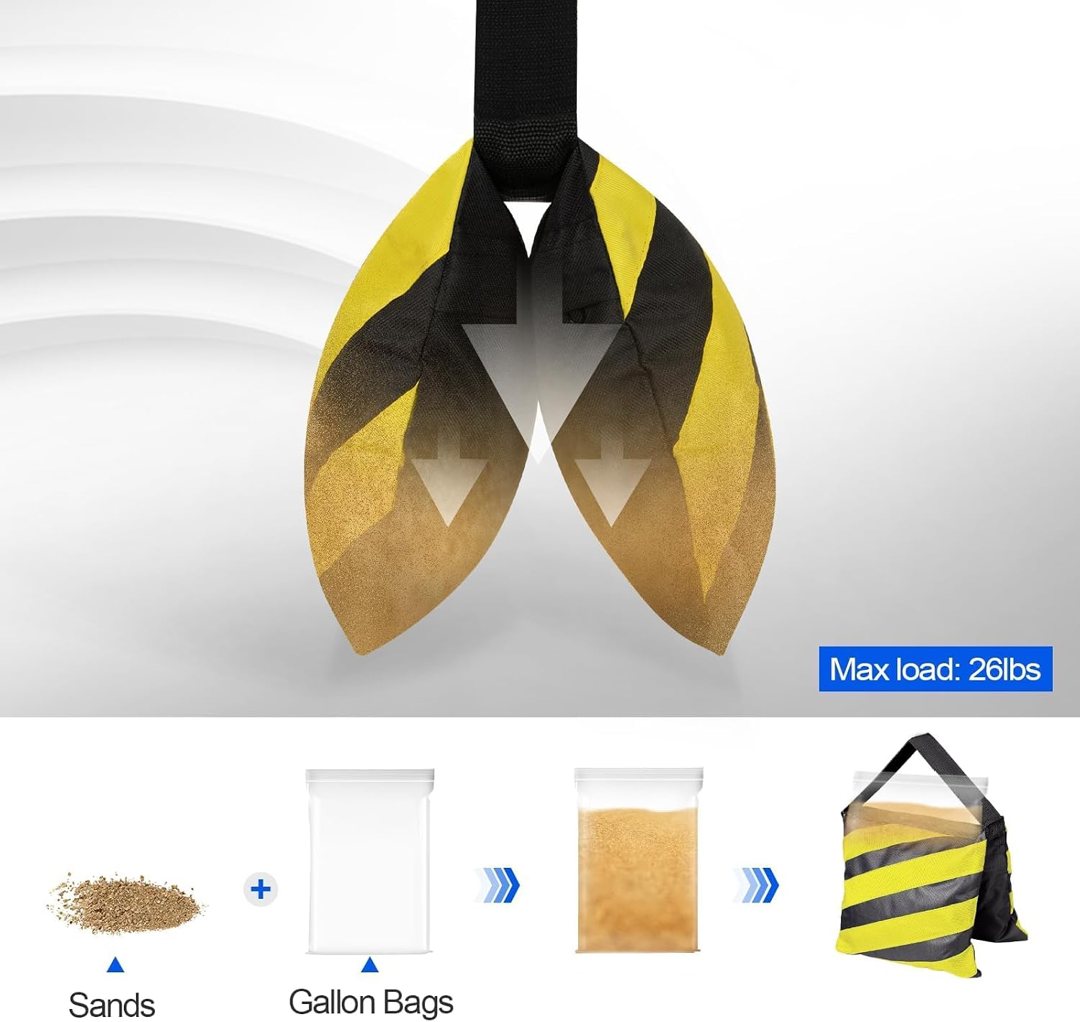 EMART 4Packs Sand Bags for Weight Yellow Sandbags for Backdrop Stand Canopy — frame 4