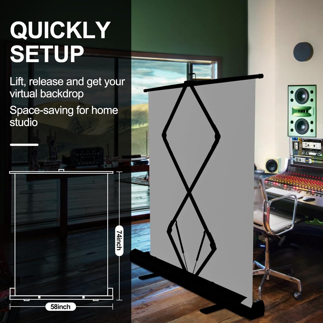 EMART 58x74in Collapsible Grey Backdrop Screen, Retractable Chroma Key Panel for Photo Background Removal, Portable Wrinkle-Resistant Backdrop with Stand for Streaming, Photographic Studio, TikTok — frame 3