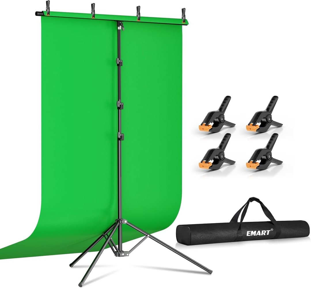 Emart 5x10ft Green Screen Backdrop Kit with T-Shape Stand and 4 Clamps — frame 2