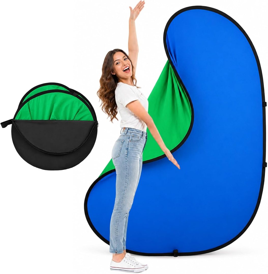 EMART 5x6.5ft Green Blue Screen Portable Pop Up Backdrop — frame 2