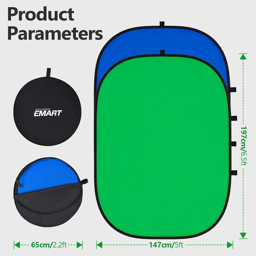 EMART 5x6.5ft Green Blue Screen Portable Pop Up Backdrop — frame 3