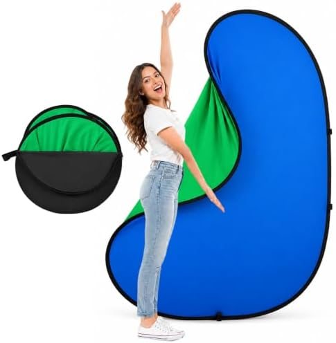 EMART 5x6.5ft Green Blue Screen Portable Pop Up Backdrop