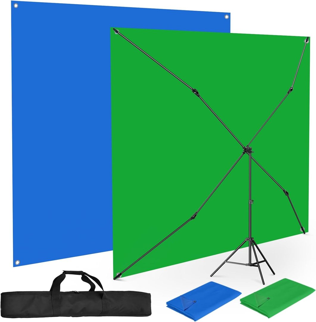 EMART 6.5x6.5ft Blue Green Screen Backdrop Kit with Stand, Adjustable — frame 2