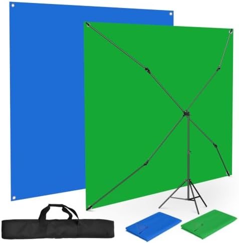 EMART 6.5x6.5ft Blue Green Screen Backdrop Kit with Stand, Adjustable