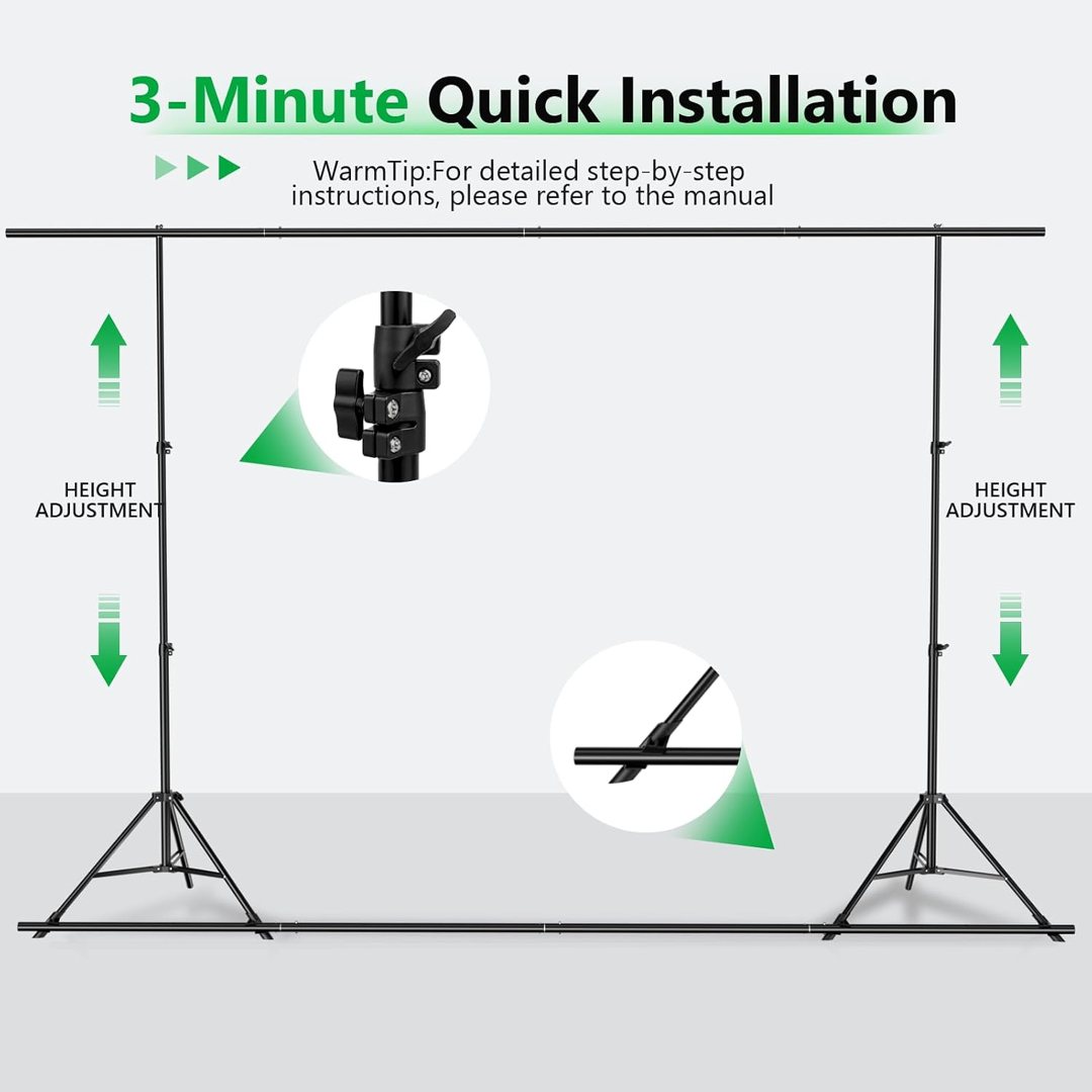 EMART 6.5x9.8ft Green Screen Backdrop Kit with Stand I-Frame Design — frame 3