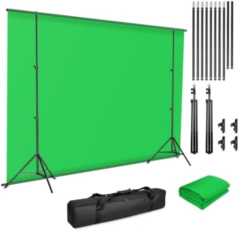 EMART 6.5x9.8ft Green Screen Backdrop Kit with Stand I-Frame Design