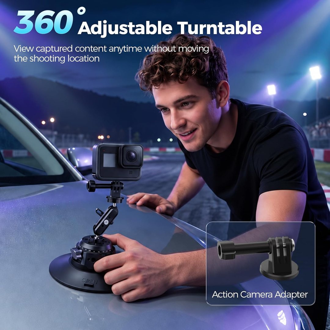 EMART 6” Suction Cup Camera Mount with Ball Head Magic Arm for Insta360 — frame 4