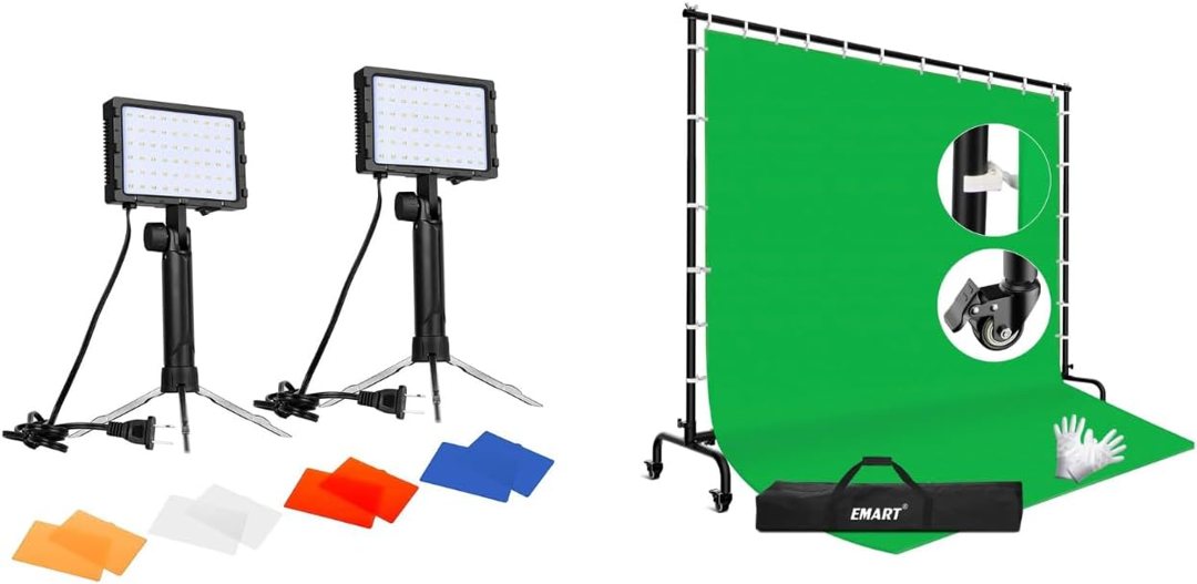 EMART 60 LED Continuous Portable Photography Lighting Kit, 7x10ft Green Screen Backdrop Kit for Banner, Photo Shoot — frame 2