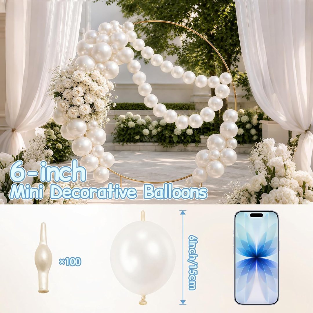 EMART 6inch 100pcs Pearl White Linking Balloons, Quick Link Balloons — frame 3
