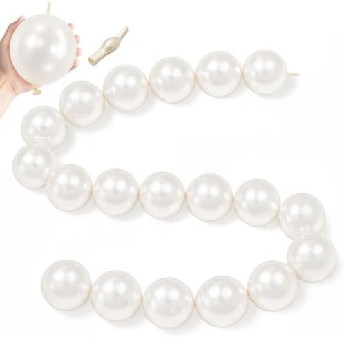 EMART 6inch 100pcs Pearl White Linking Balloons, Quick Link Balloons