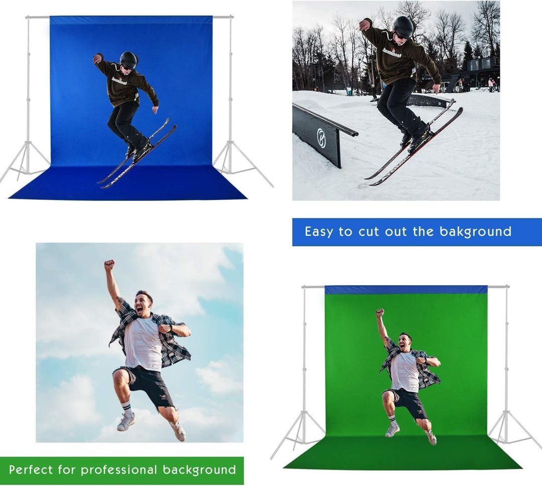 EMART 6x9Ft Green and Blue 2-in-1 Screen Backdrop,Photography Background — frame 5