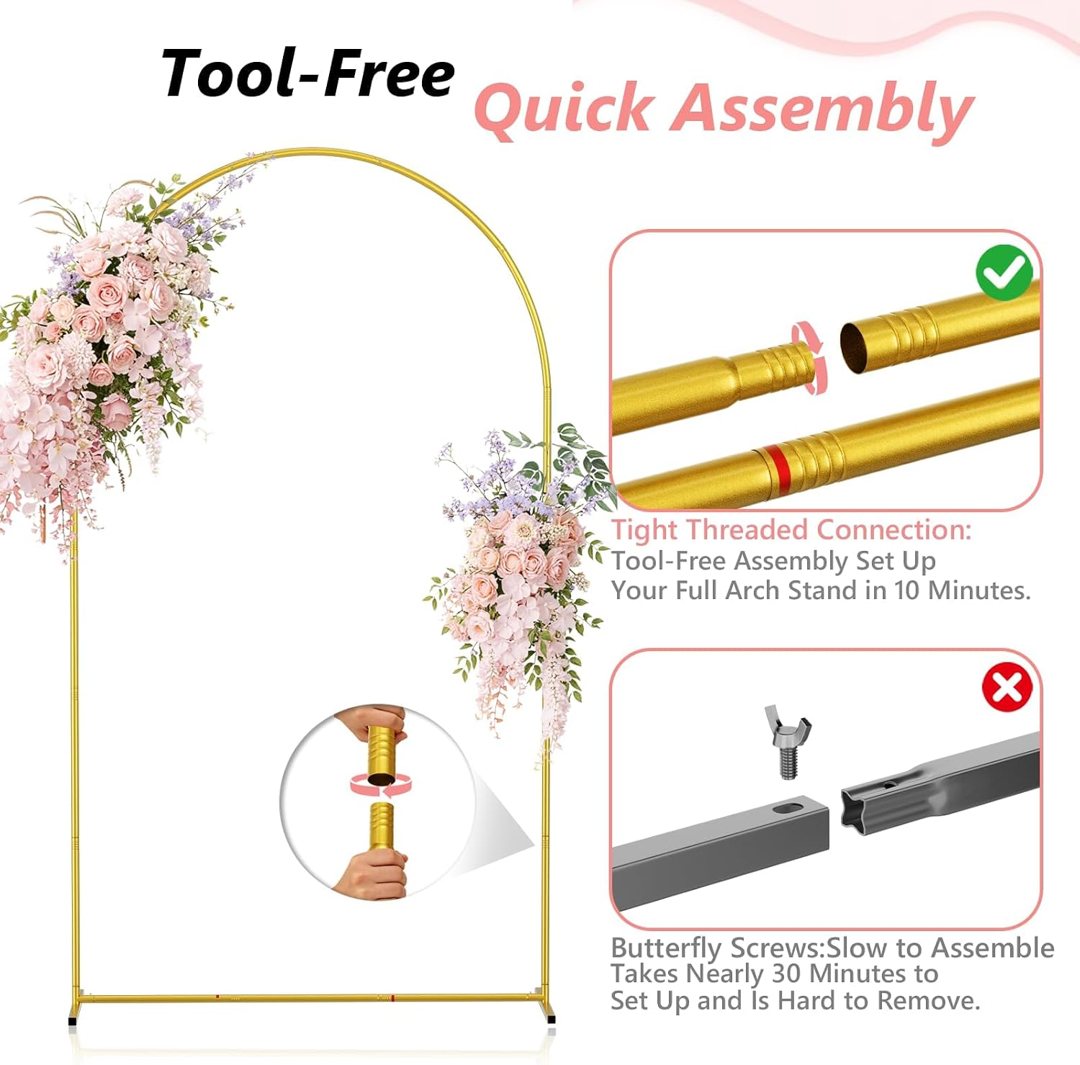 EMART 7.2/6.6/6Ft Metal Arch Backdrop Stand Set 3 for Wedding Party Balloon — frame 3