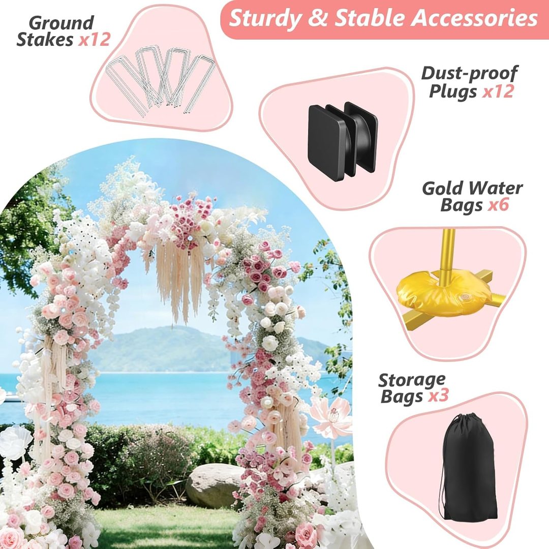 EMART 7.2/6.6/6Ft Metal Arch Backdrop Stand Set 3 for Wedding Party Balloon — frame 5