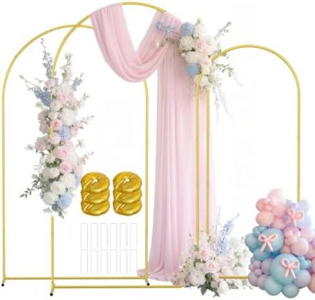 EMART 7.2/6.6/6Ft Metal Arch Backdrop Stand Set 3 for Wedding Party Balloon