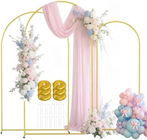 EMART 7.2/6.6/6Ft Metal Arch Backdrop Stand Set 3 for Wedding Party Balloon — frame 1