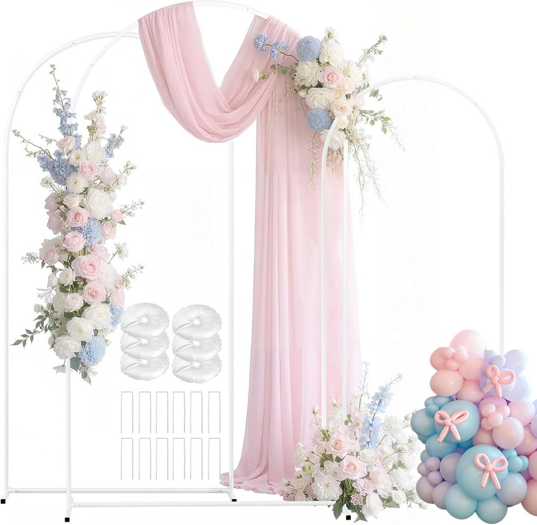 EMART 7.2/6.6/6Ft White Arch Backdrop Stand Set 3 for Wedding Party Balloon — frame 2