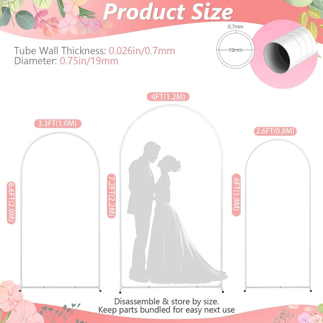 EMART 7.2/6.6/6Ft White Arch Backdrop Stand Set 3 for Wedding Party Balloon — frame 3