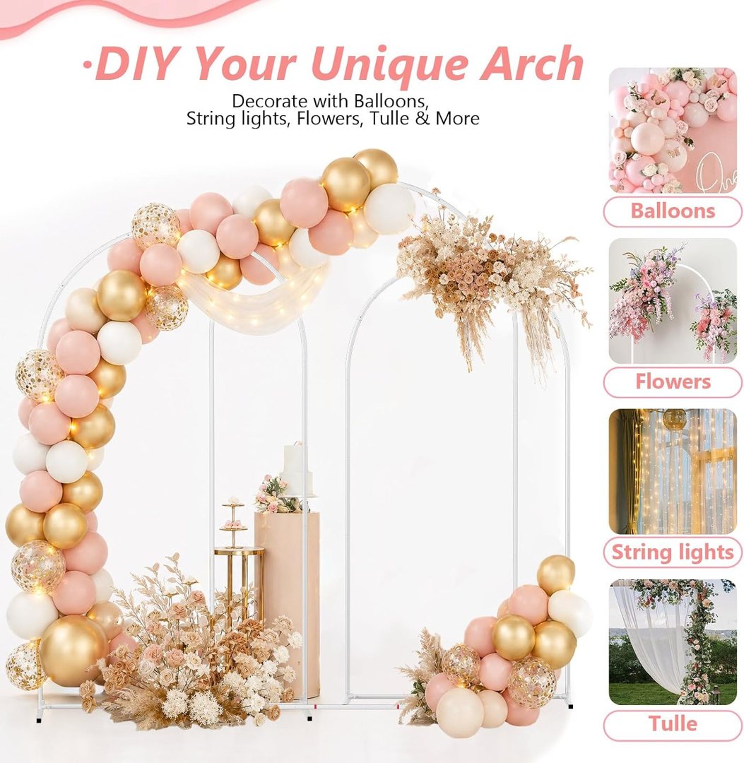 EMART 7.2/6.6/6Ft White Arch Backdrop Stand Set 3 for Wedding Party Balloon — frame 4