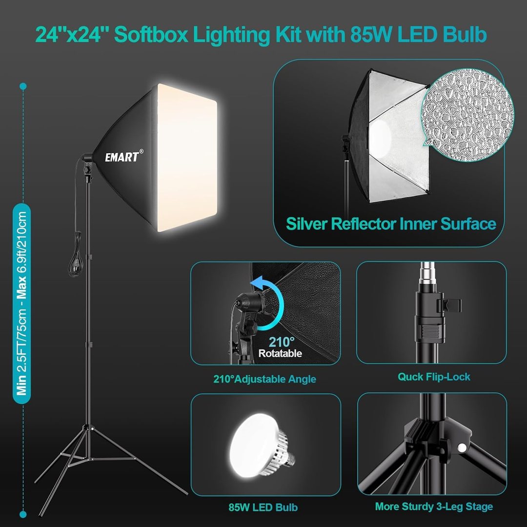 EMART 7 x 10 FT Photography Lighting Kit with 85W LED Bulbs for Portrait — frame 4