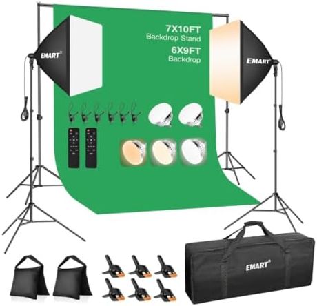 EMART 7 x 10 FT Photography Lighting Kit with 85W LED Bulbs for Portrait