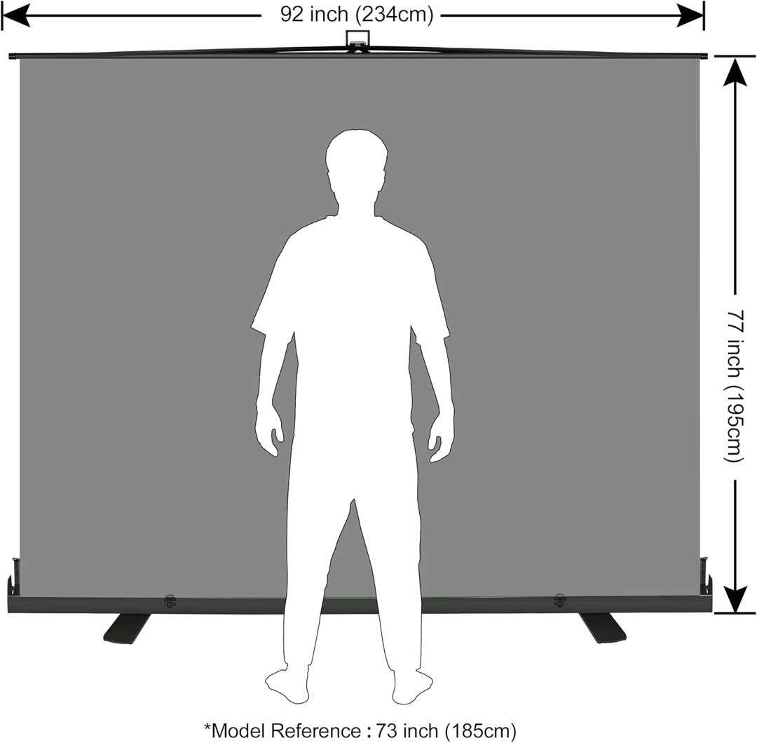 EMART 77x92in Collapsible Chromakey Panel Grey Screen for Photo Backdrop Video Studio,Portable Pull Up,Solid Aluminium Base Wrinkle-Resistant Fabric,Auto-Locking Air Cushion Frame — frame 3