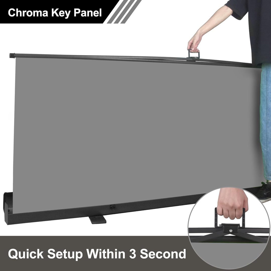 EMART 77x92in Collapsible Chromakey Panel Grey Screen for Photo Backdrop Video Studio,Portable Pull Up,Solid Aluminium Base Wrinkle-Resistant Fabric,Auto-Locking Air Cushion Frame — frame 5