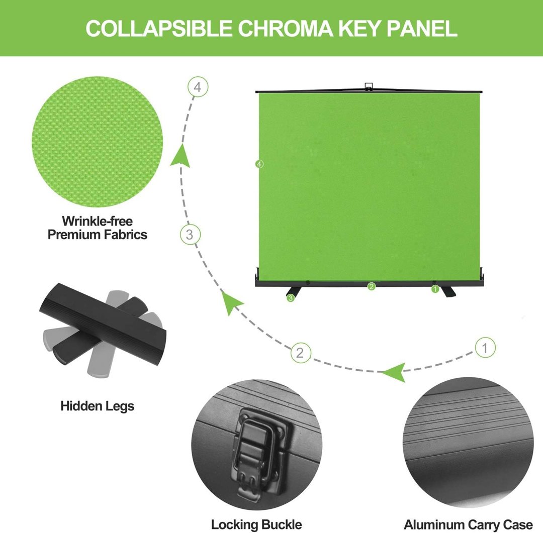 EMART 77x92in Collapsible Chromakey Panel Portable Green Screen — frame 4
