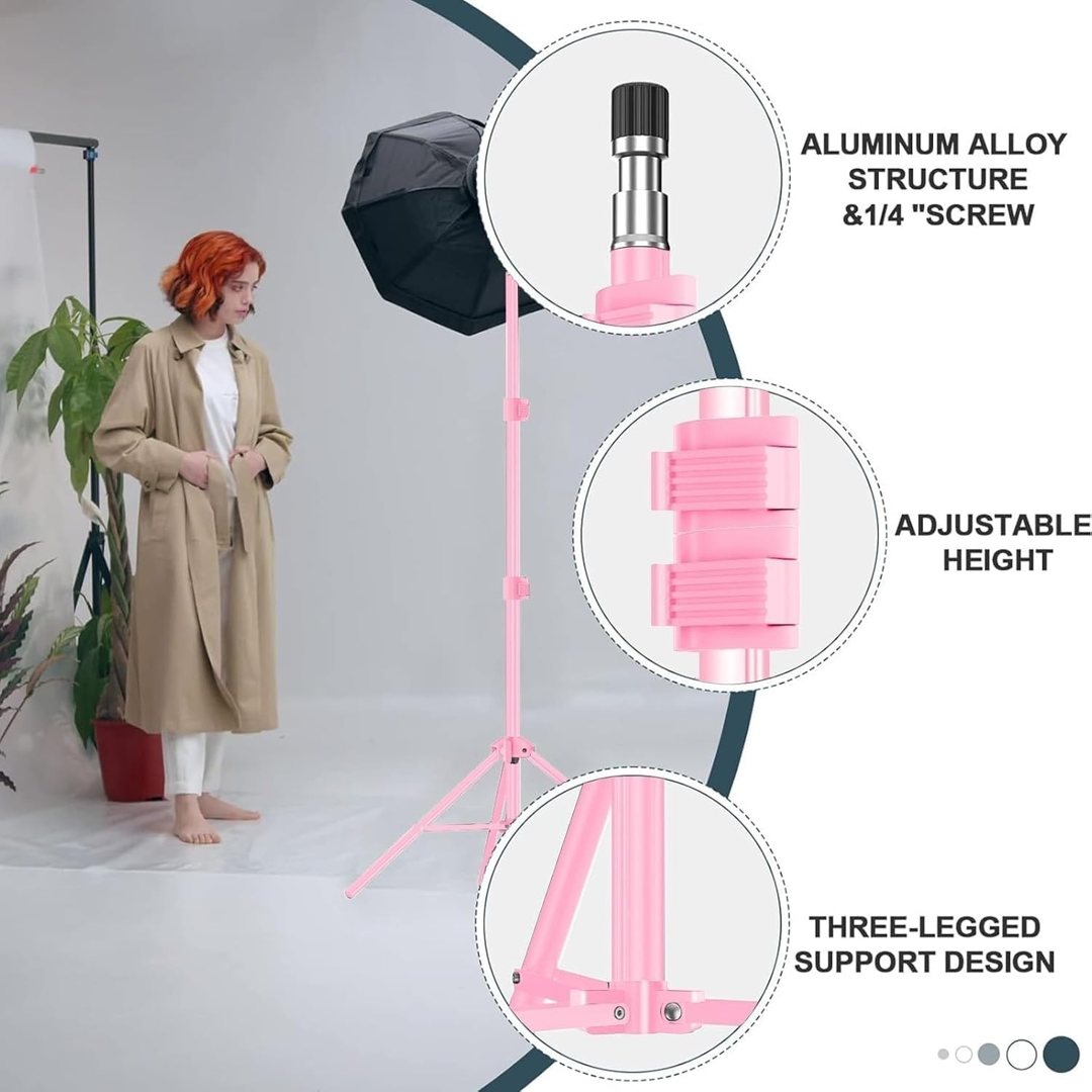 EMART 7Ft Light Stand for Photography, Speedlight, Softbox 2 Pack-Pink — frame 4
