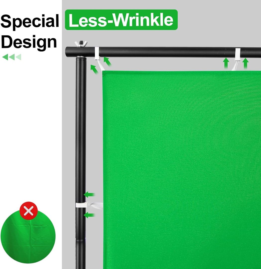 EMART 7x10ft Green Screen Backdrop Kit,Adjustable Stand with Wheels — frame 4