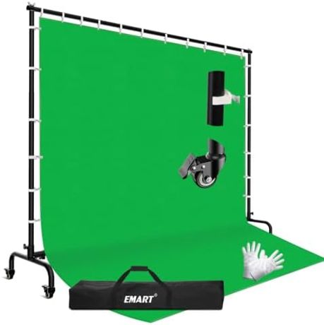 EMART 7x10ft Green Screen Backdrop Kit,Adjustable Stand with Wheels