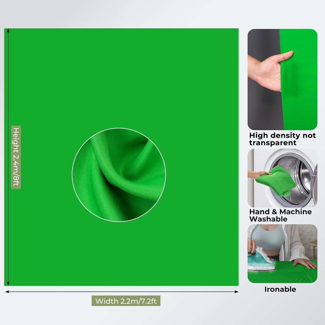 Emart 7x8ft Green Screen Backdrop Kit with T-Shape Stand and 6 Clamps — frame 5