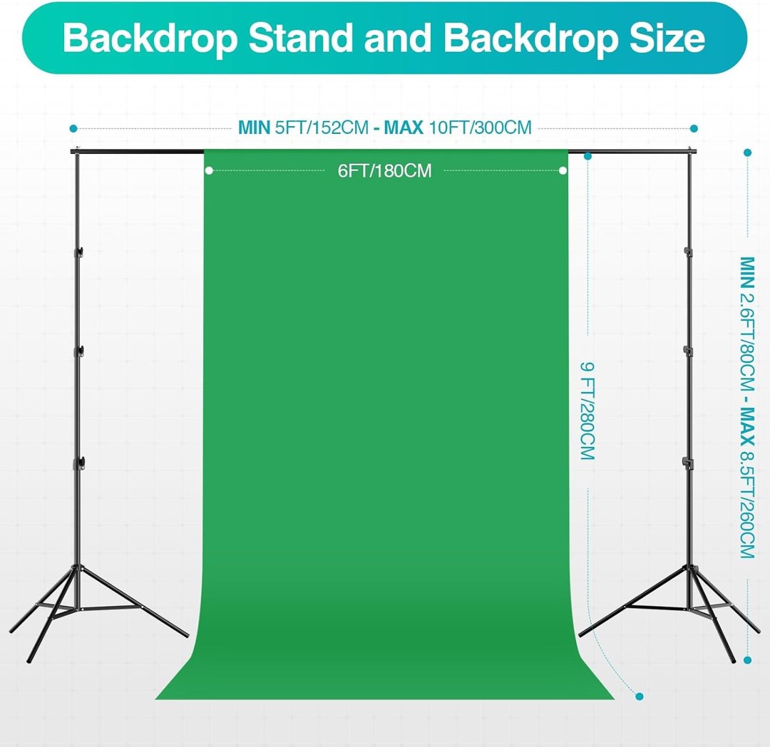 EMART 8.5 x 10 ft Backdrop Support System, Professional Photography Lighting Kit with 50W LED Blub, Reflector, Backdrop *3, Heavy Duty Sandbag *4, Umbrellas&Softbox Lighting Kit for Studio, Portrait — frame 3