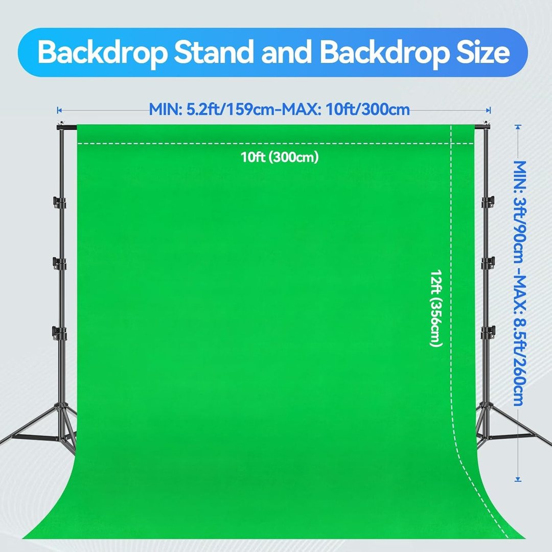 EMART 8.5x10 FT Green Screen Backdrop Kit with Umbrella Lights for Studio — frame 3