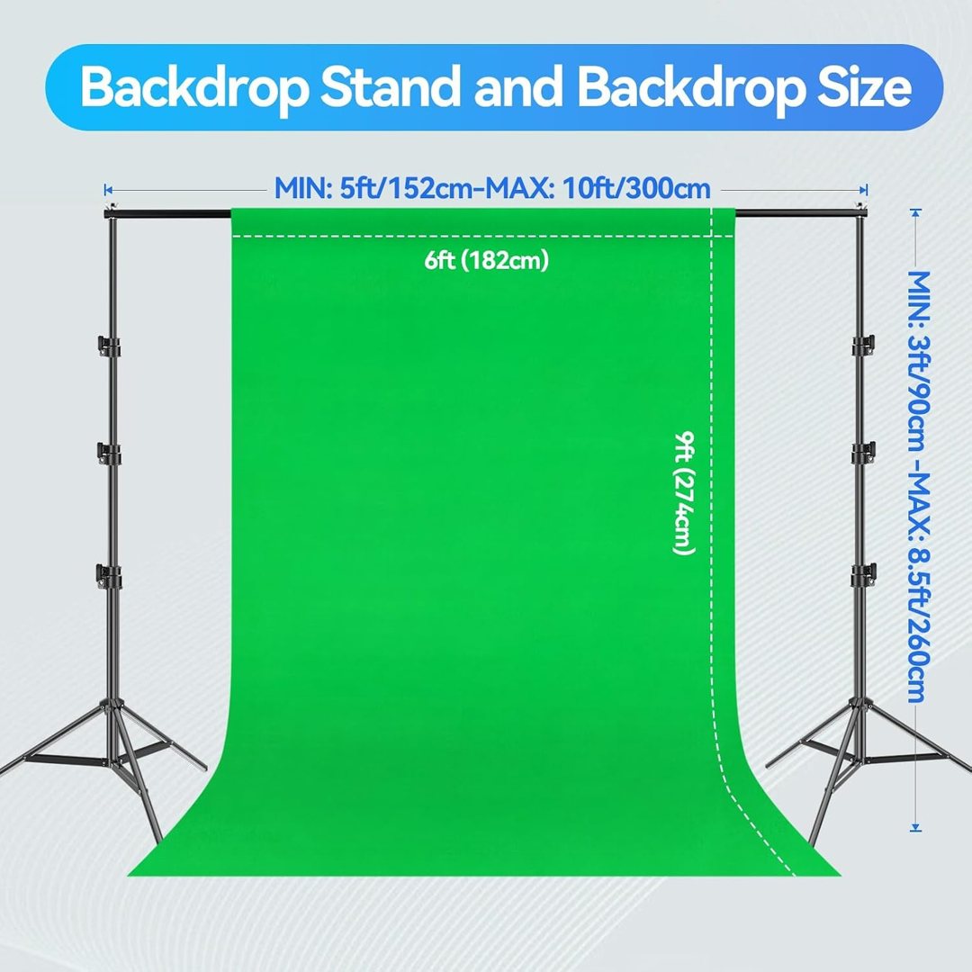 EMART 8.5x10FT Green Screen Backdrop Kit with Umbrella Lights for Studio — frame 3