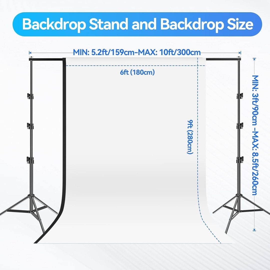 EMART 8.5x10FT Photo Backdrop Stand Kit with Photography Umbrella Lights — frame 3