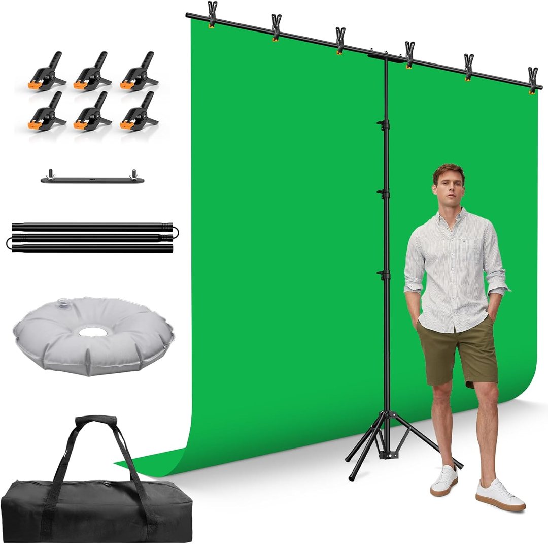 EMART 8.5x8.5ft Large Green Screen Backdrop Kit, 8.8x7.5FT T-Shape Stand — frame 2