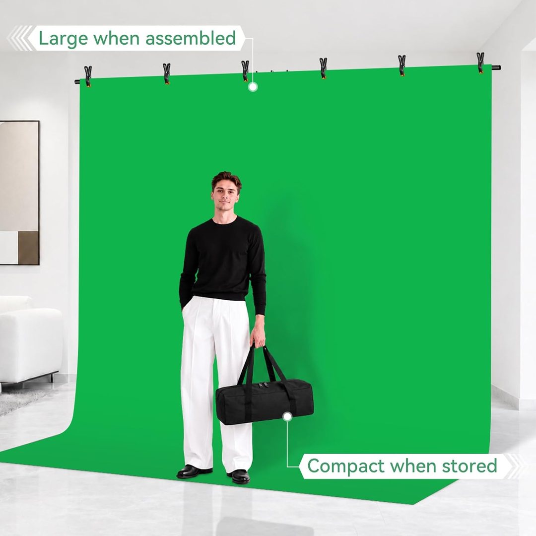 EMART 8.5x8.5ft Large Green Screen Backdrop Kit, 8.8x7.5FT T-Shape Stand — frame 3