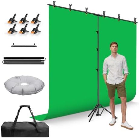 EMART 8.5x8.5ft Large Green Screen Backdrop Kit, 8.8x7.5FT T-Shape Stand