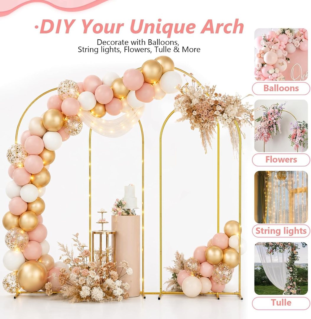 EMART 8/7.2/6.6Ft Metal Arch Backdrop Stand Set 3 for Wedding Party Balloon — frame 4