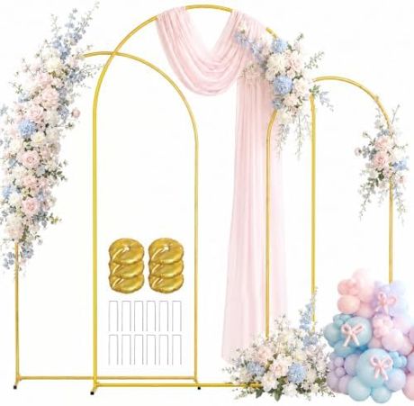 EMART 8/7.2/6.6Ft Metal Arch Backdrop Stand Set 3 for Wedding Party Balloon