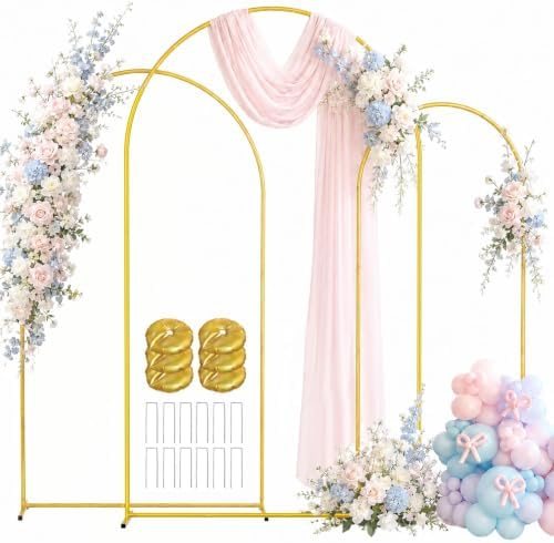 EMART 8/7.2/6.6Ft Metal Arch Backdrop Stand Set 3 for Wedding Party Balloon — frame 1
