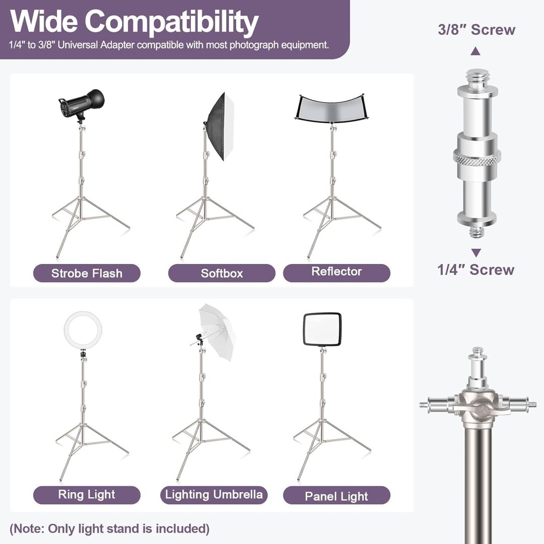 EMART 9.2ft/2.8m Stainless Steel Light Stand, Spring Cushioned-2 Pack — frame 3