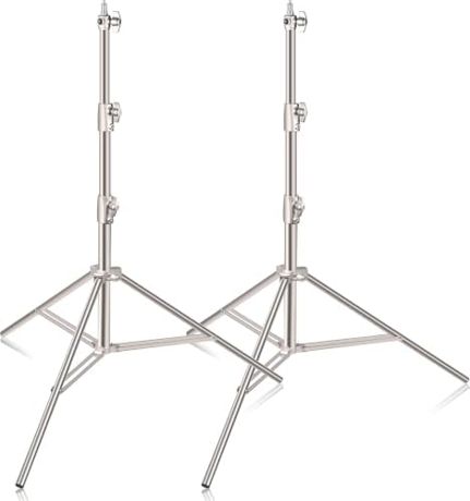 EMART 9.2ft/2.8m Stainless Steel Light Stand, Spring Cushioned-2 Pack