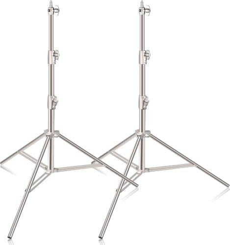 EMART 9.2ft/2.8m Stainless Steel Light Stand, Spring Cushioned-2 Pack