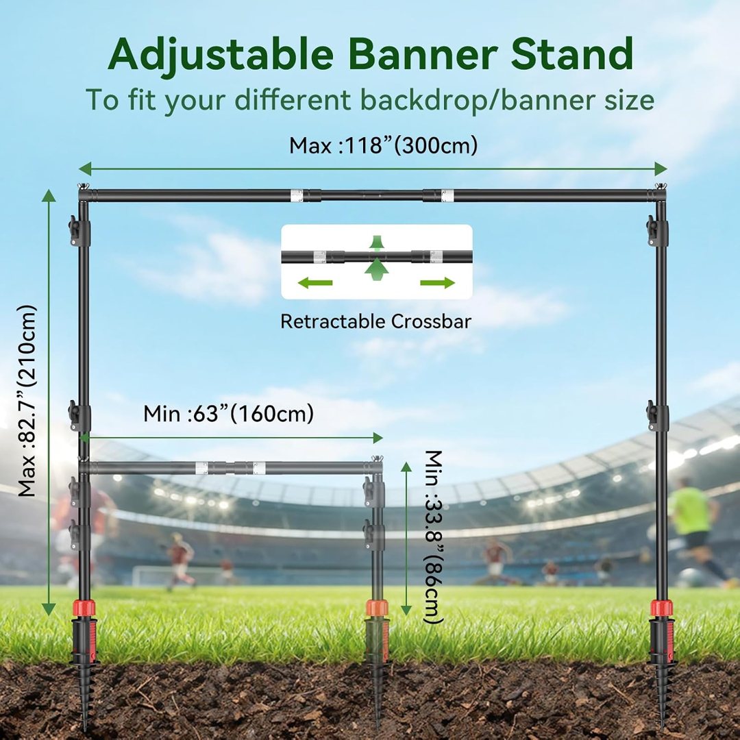 EMART Adjustable Outdoor Banner Stand with Crossbar for 82x118in Banner — frame 3
